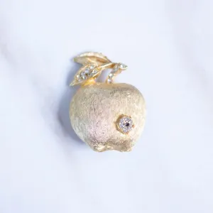 Vintage Apple Brooch with Rhinestones