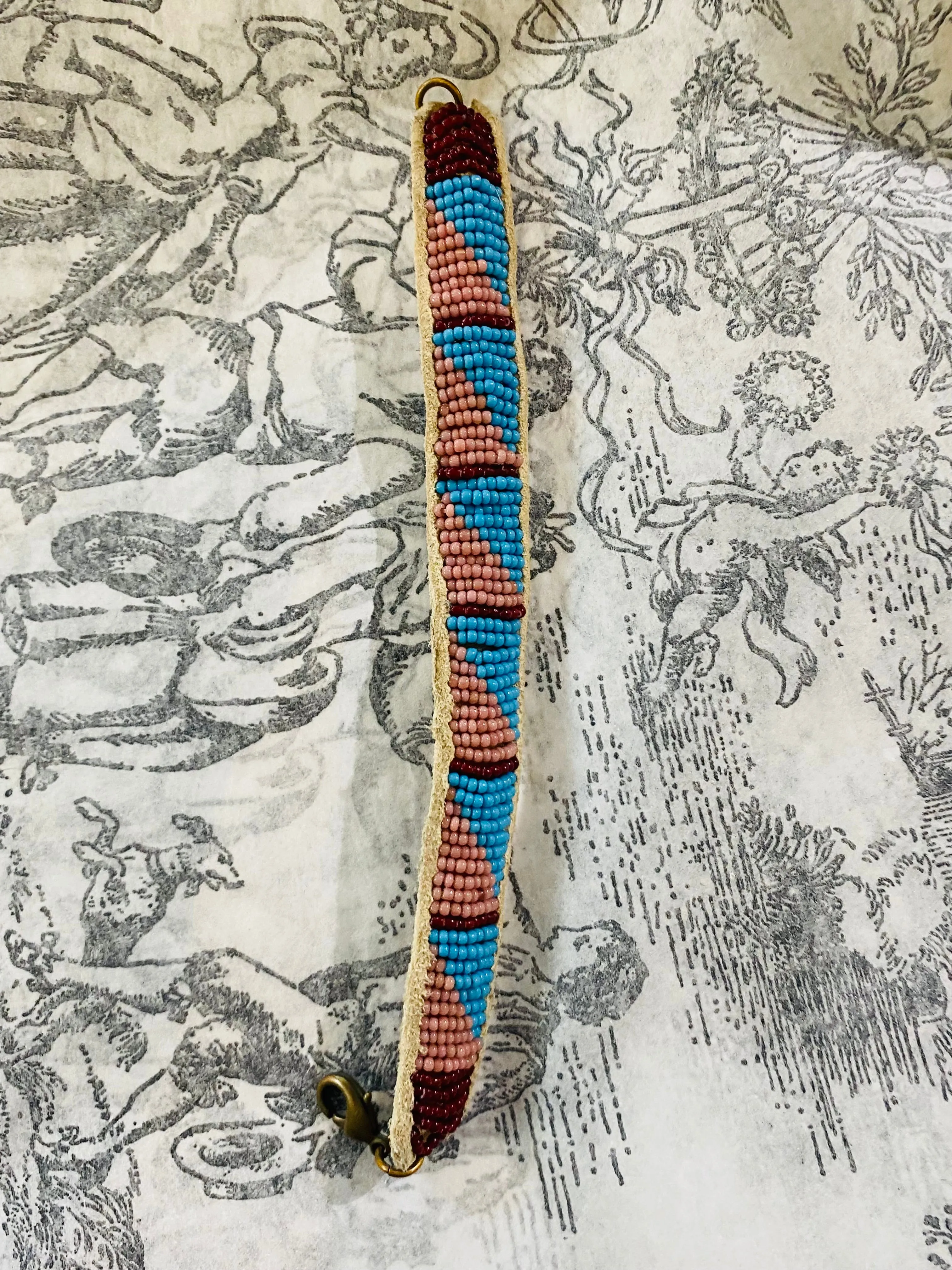 Vintage Aqua and Purple Beaded Bracelet