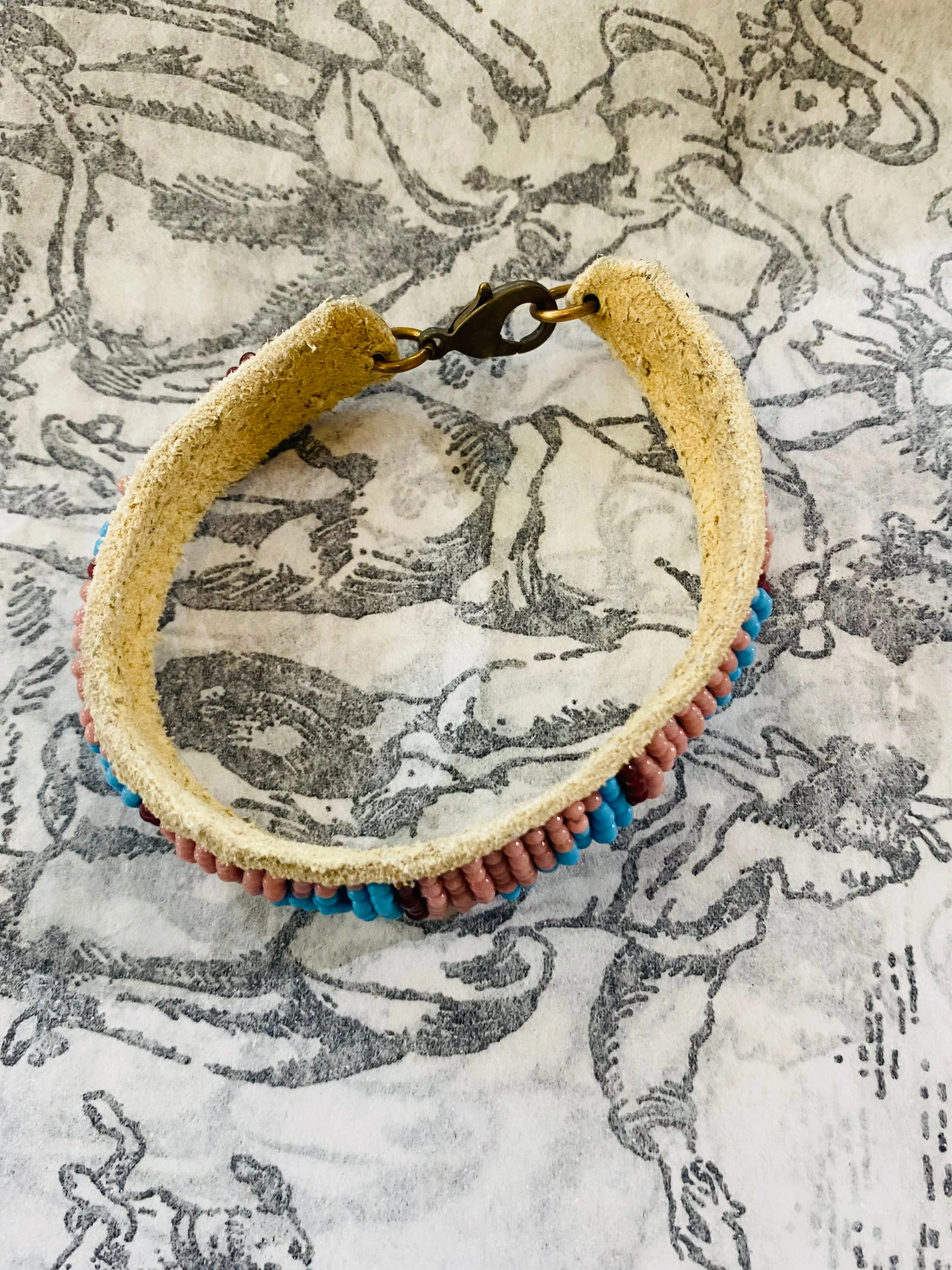 Vintage Aqua and Purple Beaded Bracelet