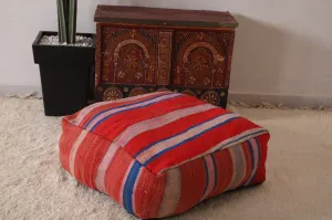 Vintage berber Moroccan Kilim woven Pouf