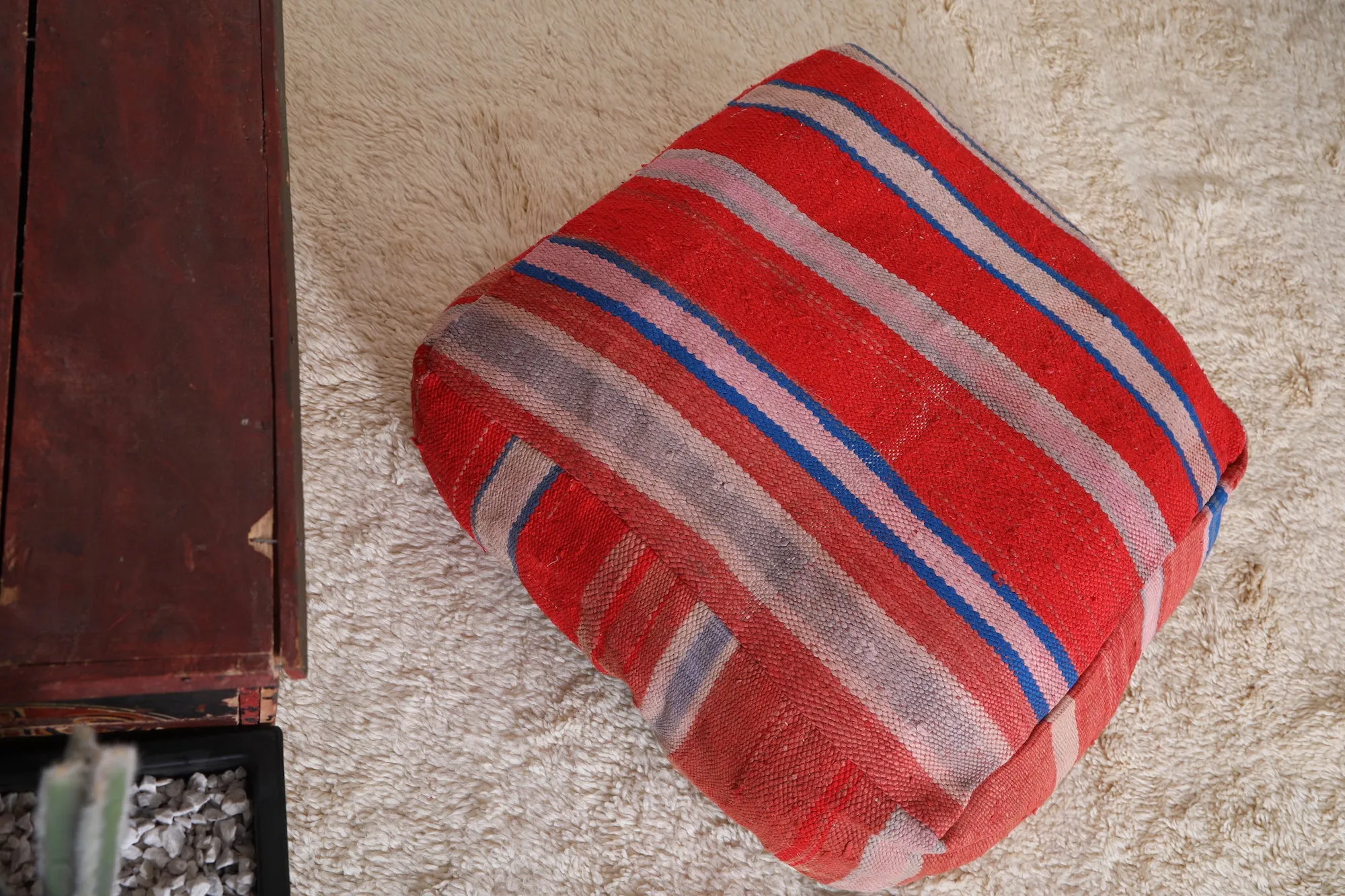 Vintage berber Moroccan Kilim woven Pouf