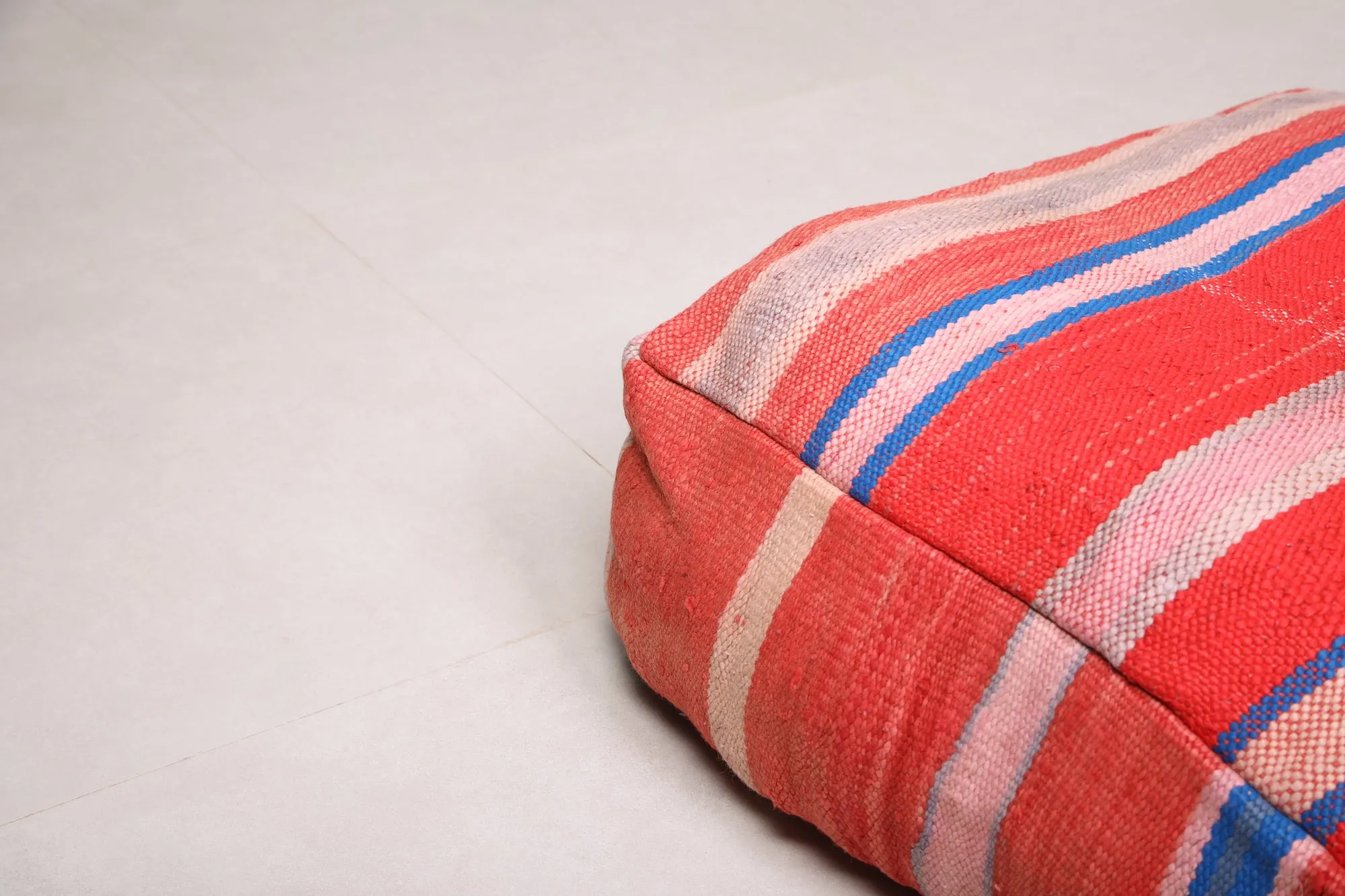 Vintage berber Moroccan Kilim woven Pouf