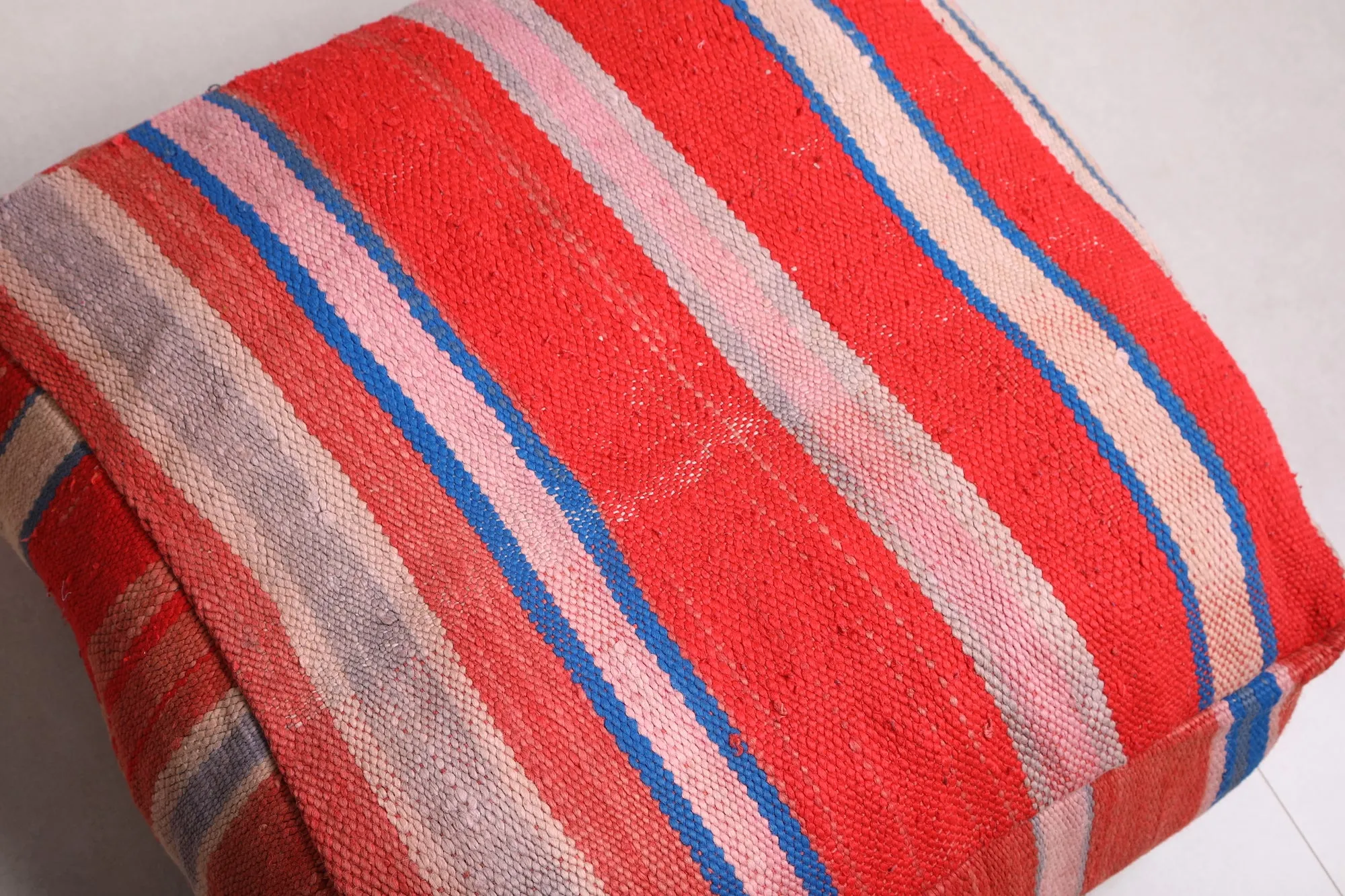 Vintage berber Moroccan Kilim woven Pouf