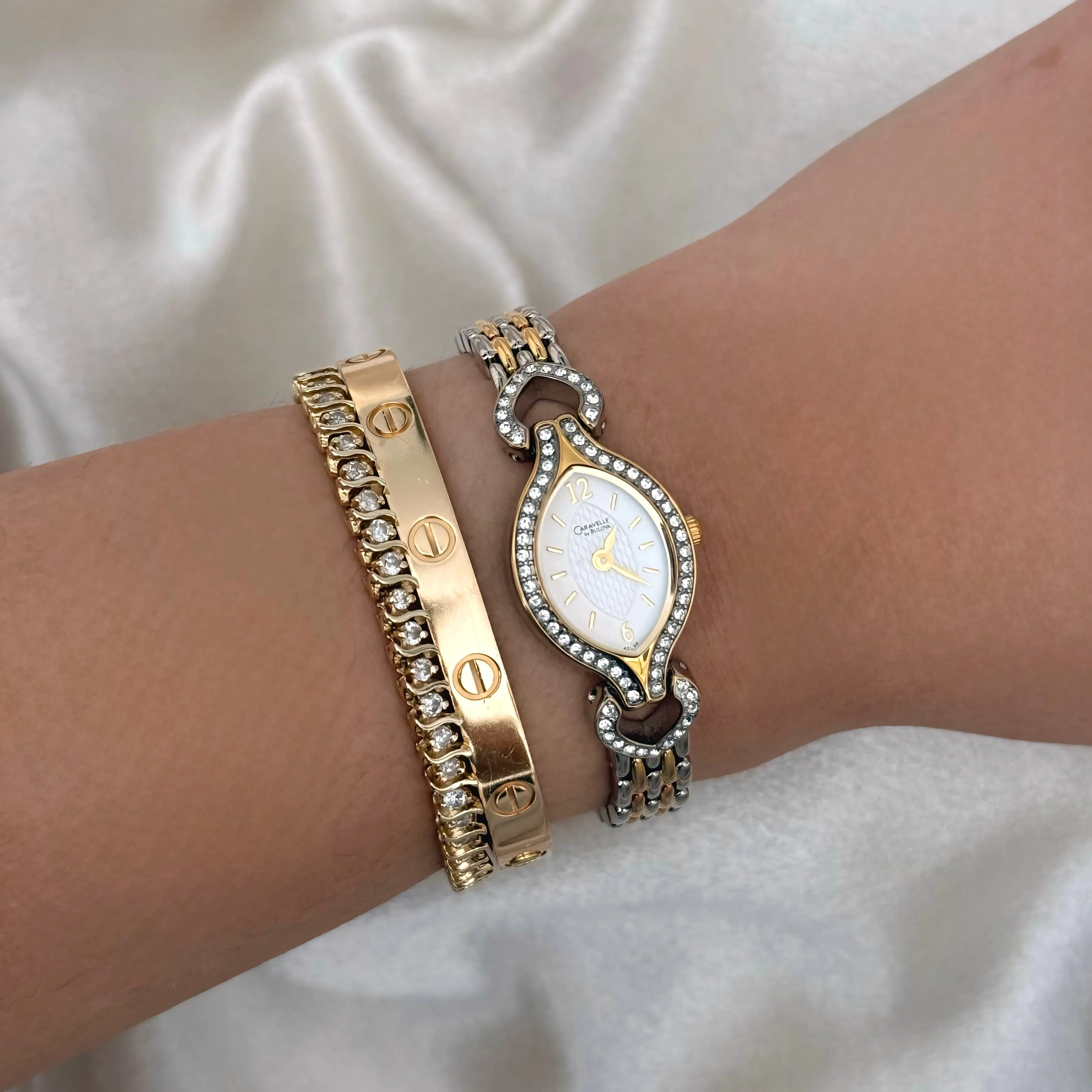 VINTAGE CARAVELLE BY BULOVA TWO-TONED DIAMOND WATCH