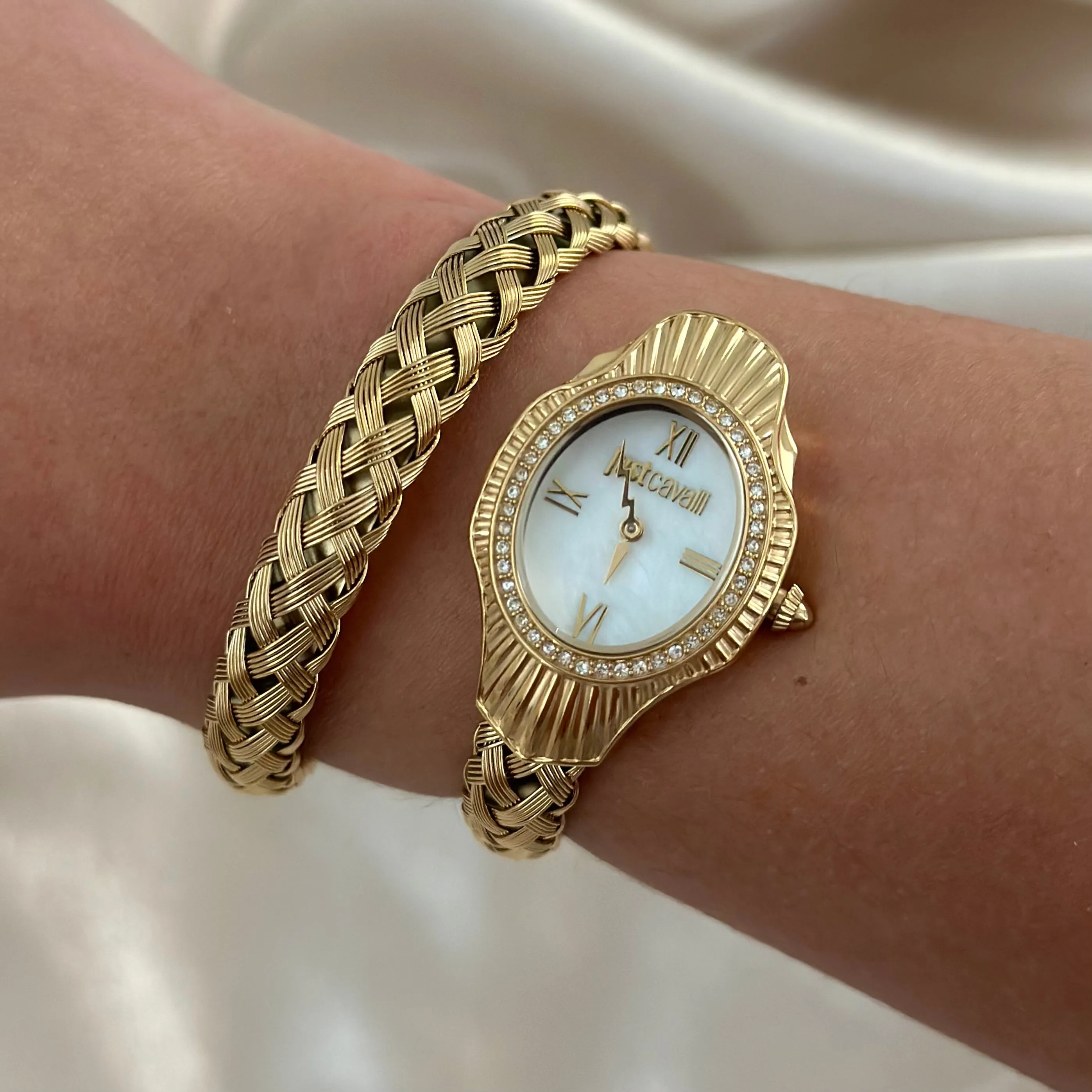 VINTAGE CAVALLI MOTHER-OF-PEARL & DIAMOND WATCH