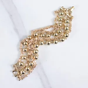 Vintage Coro Mutli Strand Gold Chain and Bead Bracelet