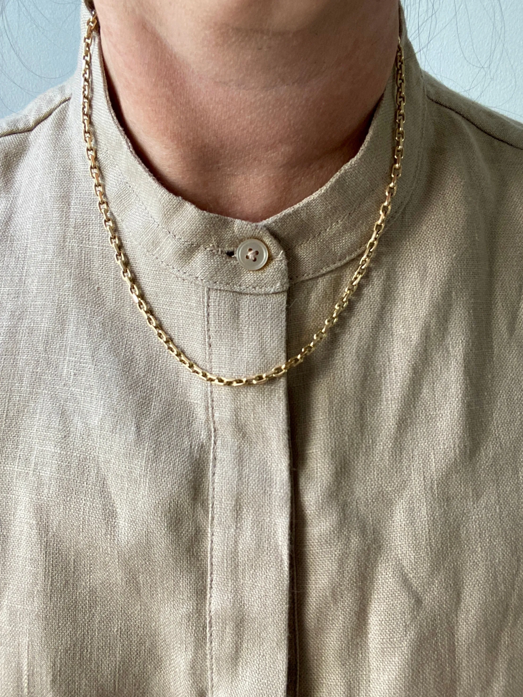 Vintage Danish Chunky Biker Link Chain Necklace in 14k Gold - 18.9 Inch length