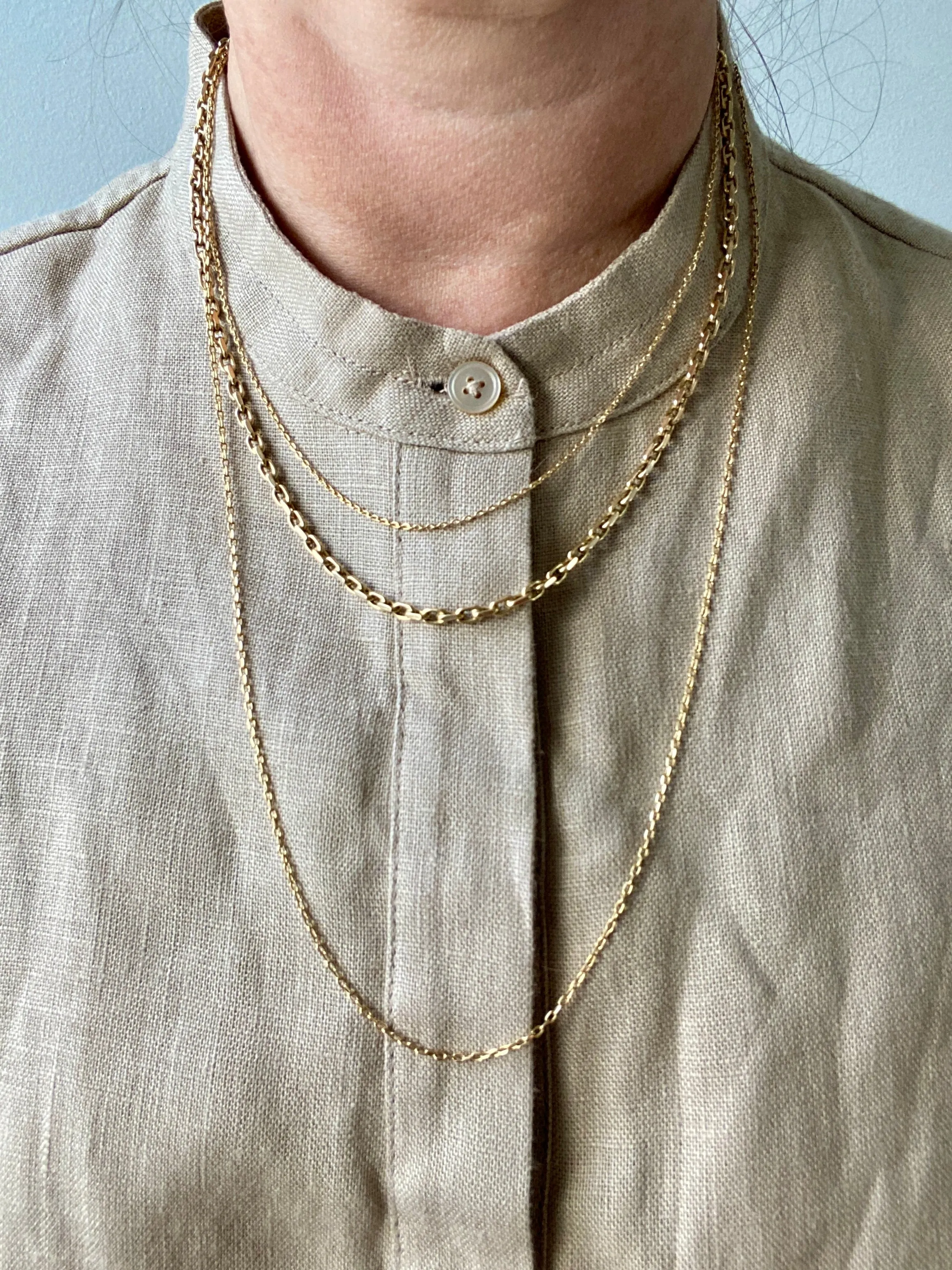 Vintage Danish Chunky Biker Link Chain Necklace in 14k Gold - 18.9 Inch length