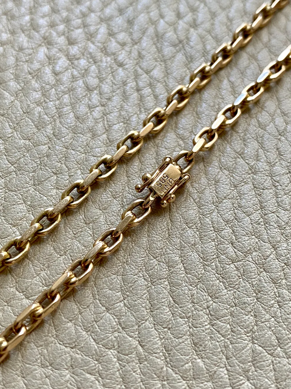 Vintage Danish Chunky Biker Link Chain Necklace in 14k Gold - 18.9 Inch length