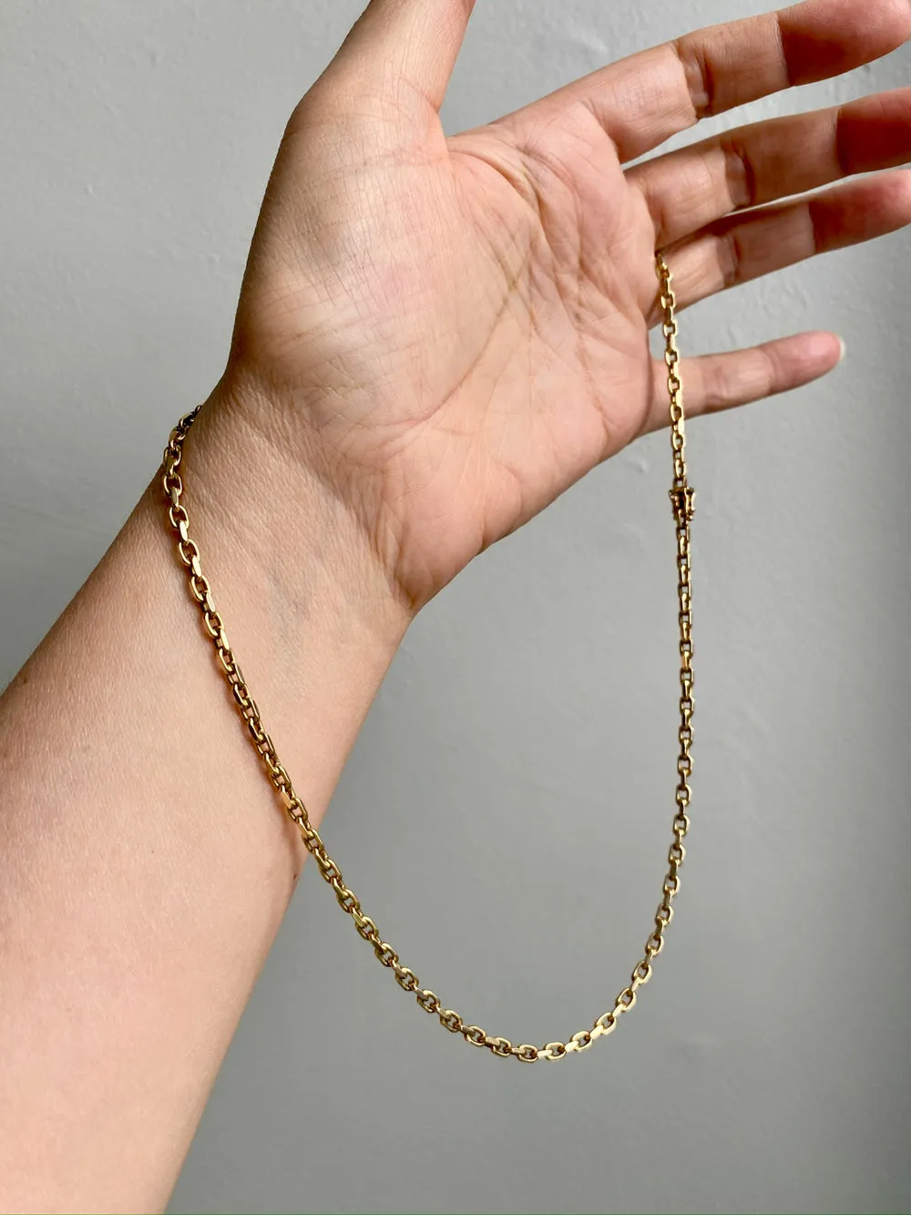 Vintage Danish Chunky Biker Link Chain Necklace in 14k Gold - 18.9 Inch length