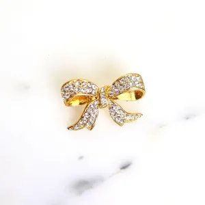 Vintage Gold Rhinestone Bow Brooch