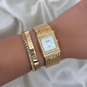 VINTAGE GRUEN DIAMOND MOTHER-OF-PEARL WATCH