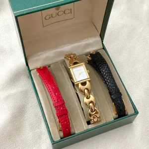 VINTAGE GUCCI INTERCHANGEABLE LEATHER WATCH