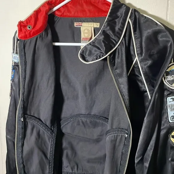 Vintage Indigo-Red Lux Industrial Denim Racing Jacket