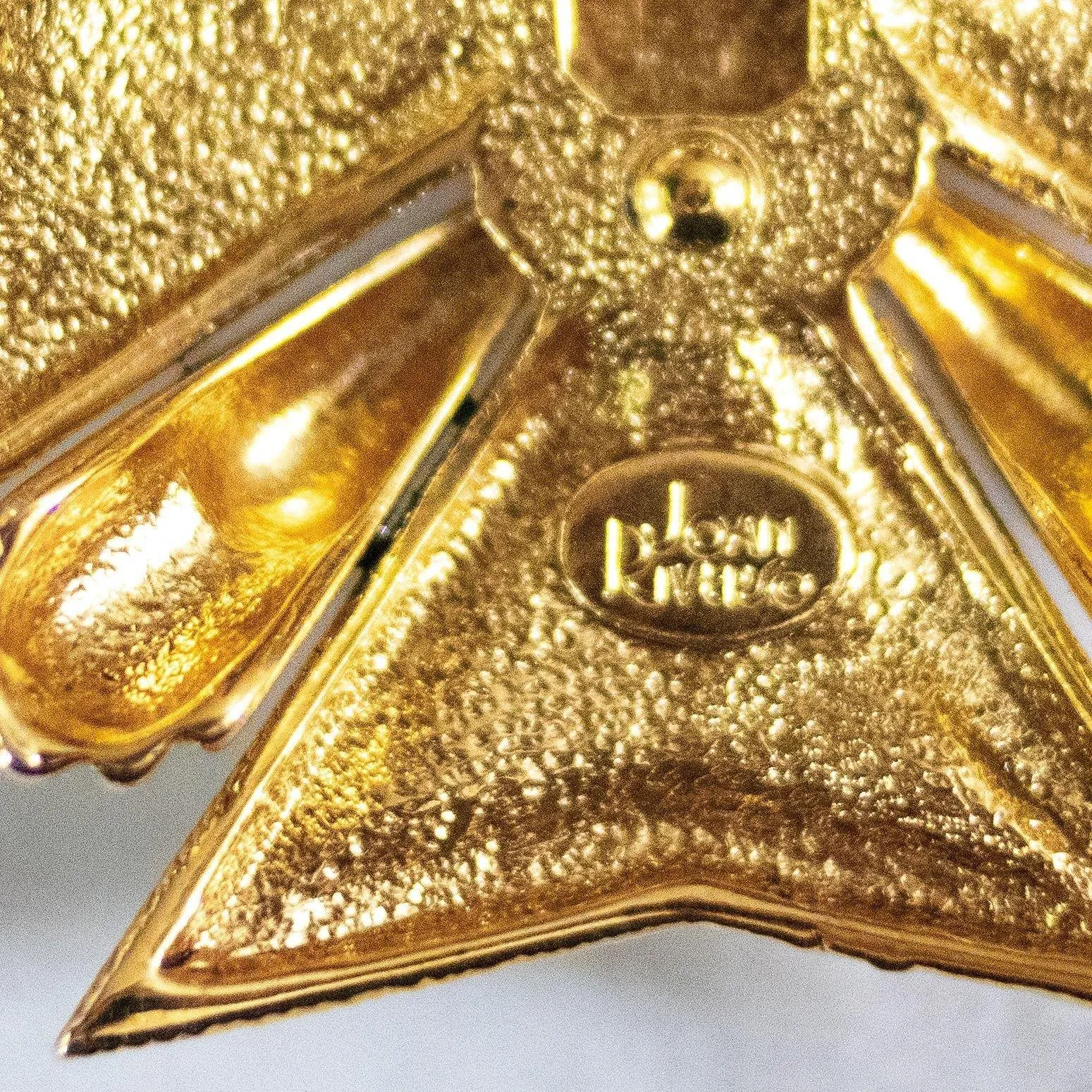Vintage Joan Rivers Large Maltese Cross Brooch with Citrine Center and Diamante Rhinestones