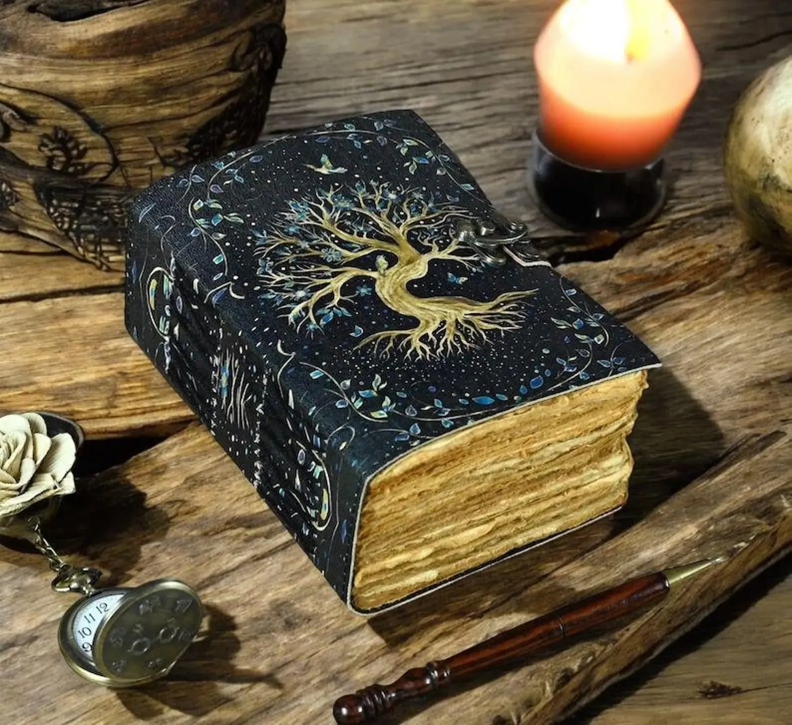 Vintage leather journal, Tree of Life Journal