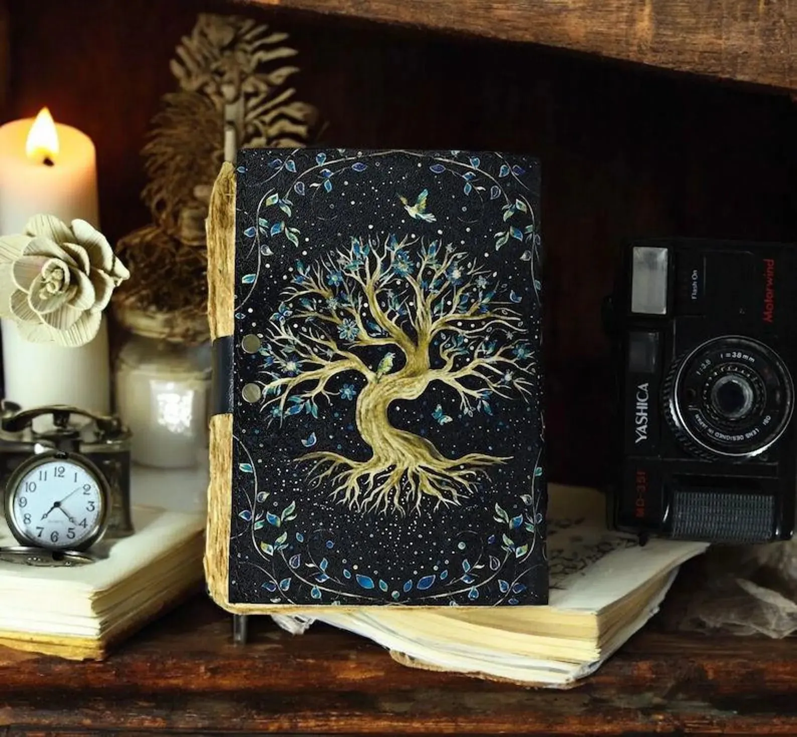Vintage leather journal, Tree of Life Journal