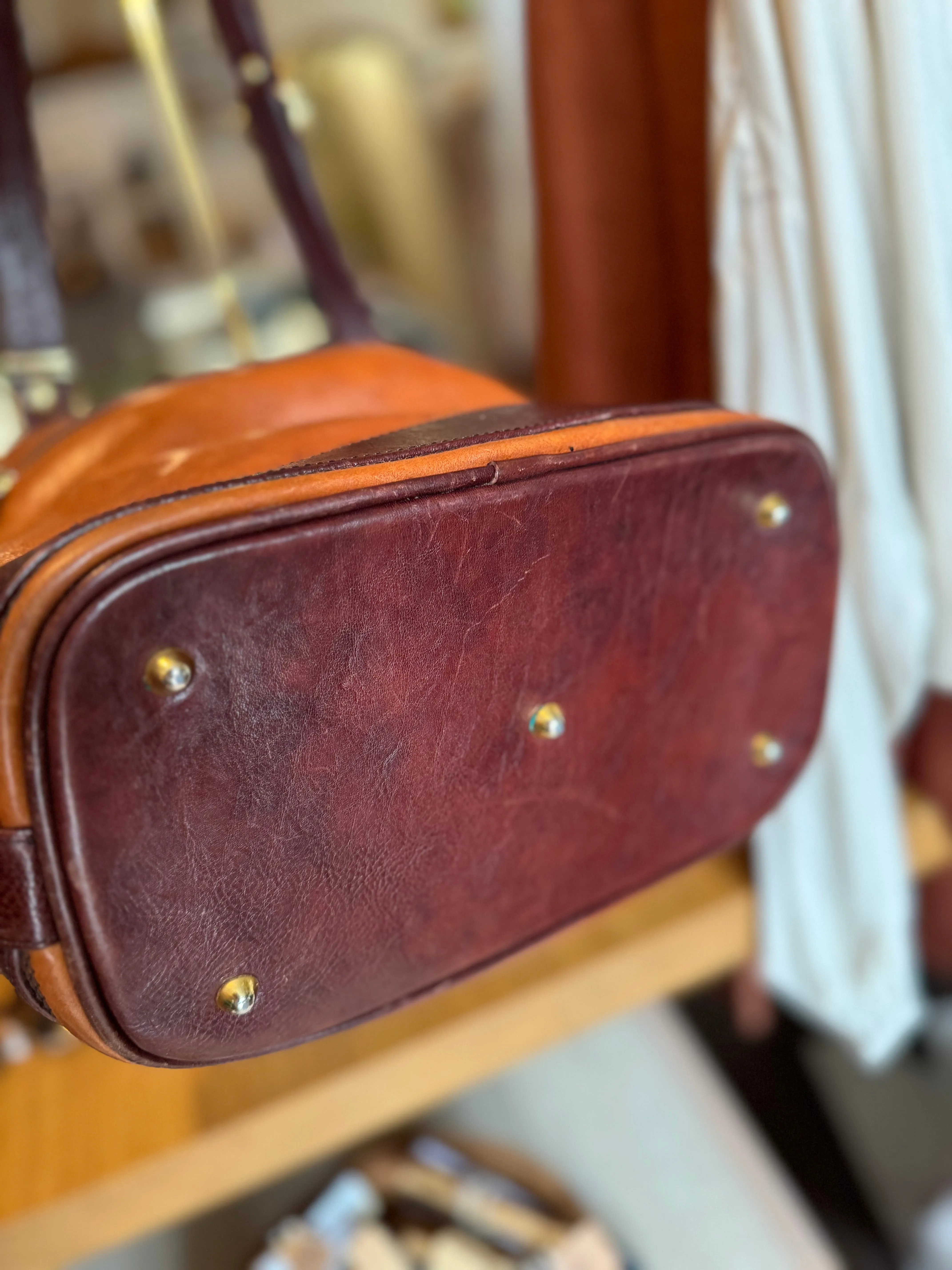 Vintage Marino Orlandi Italian two-toned leather bucket bag