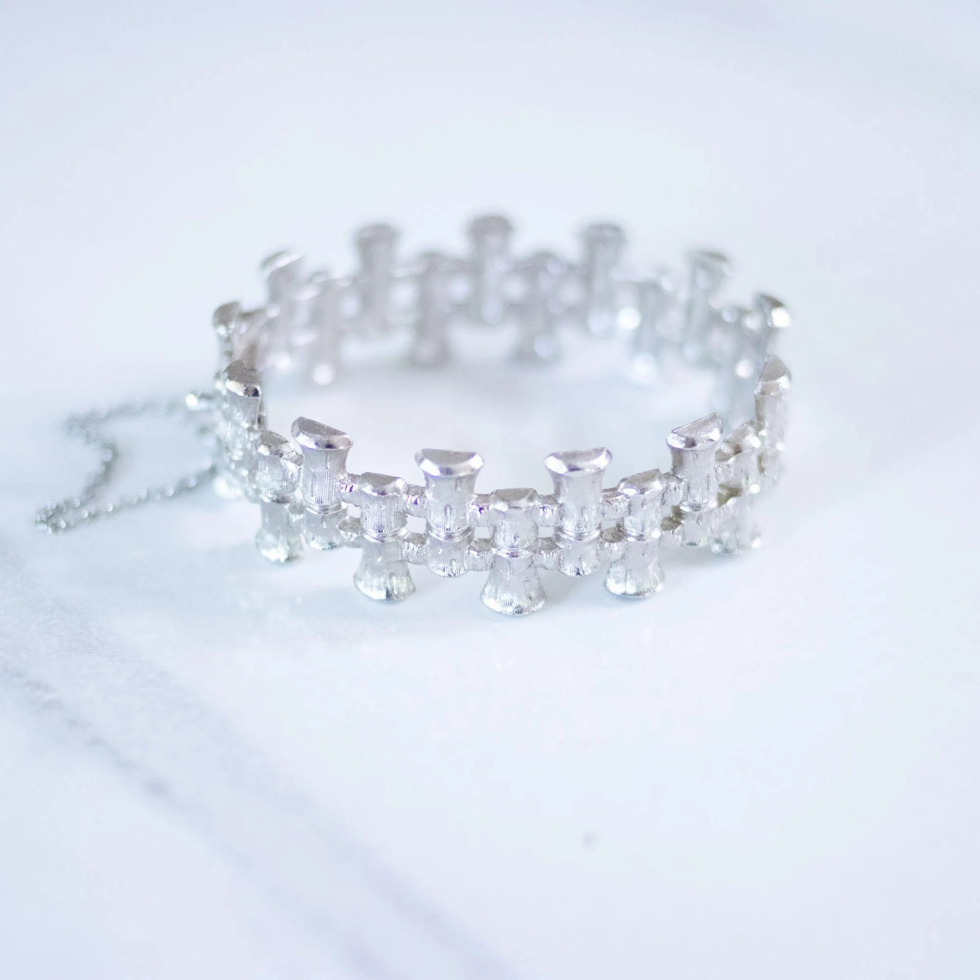 Vintage Napier Silver Bamboo Hinged Bangle Bracelet