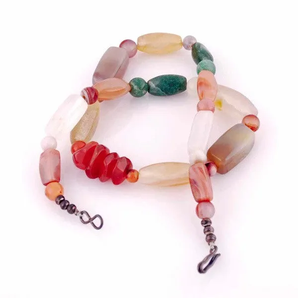 Vintage Natural Gemstone Necklace Chunky Heavy Stones 22"