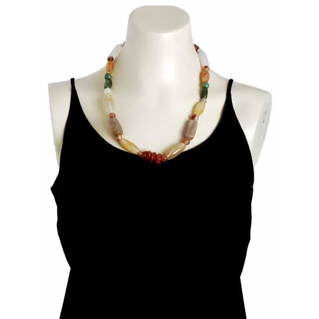 Vintage Natural Gemstone Necklace Chunky Heavy Stones 22"
