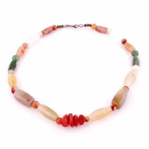 Vintage Natural Gemstone Necklace Chunky Heavy Stones 22"