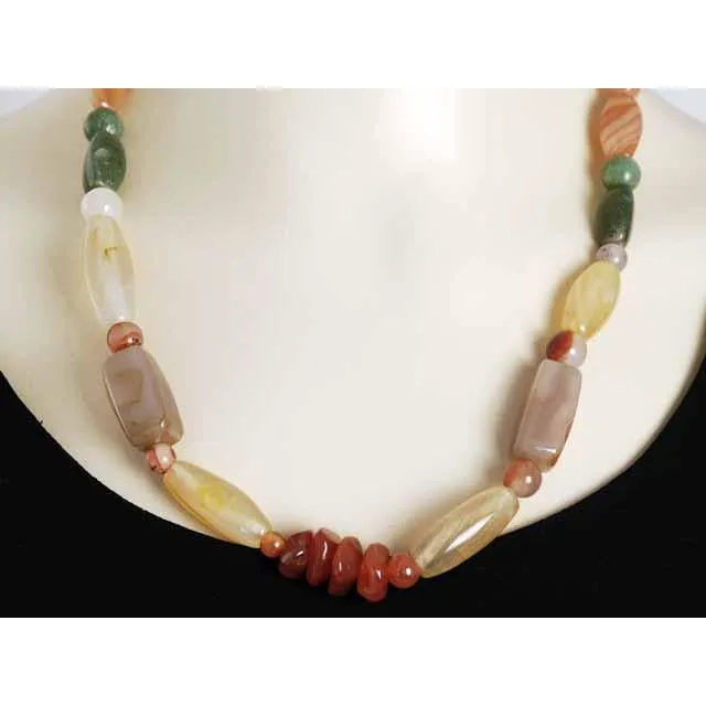 Vintage Natural Gemstone Necklace Chunky Heavy Stones 22"