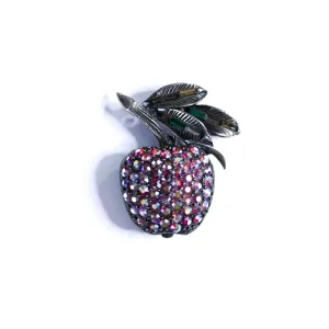 Vintage Pell Red Aurora Borealis Rhinestone Apple Brooch