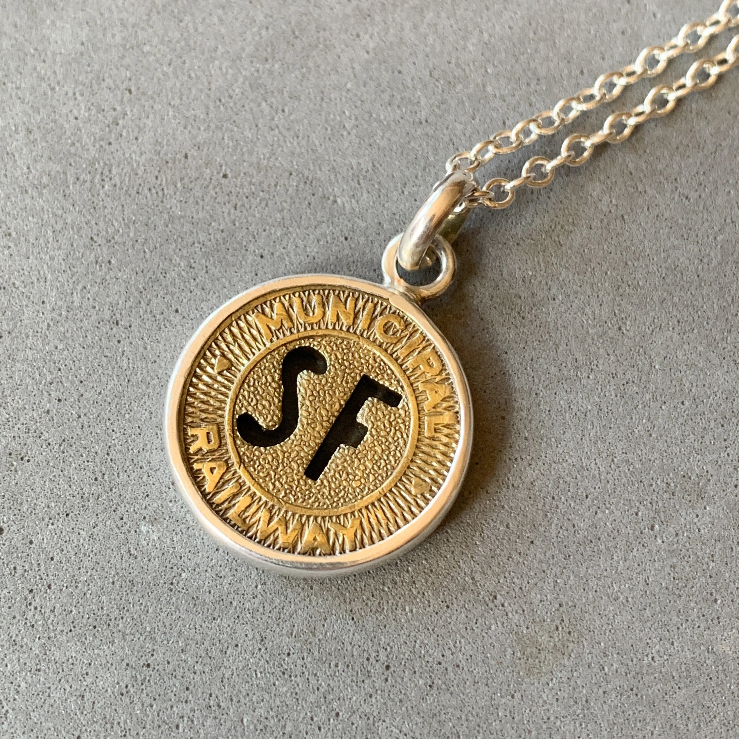 Vintage San Francisco Bus Token Pendant, MUNI token, bus fare, sterling silver