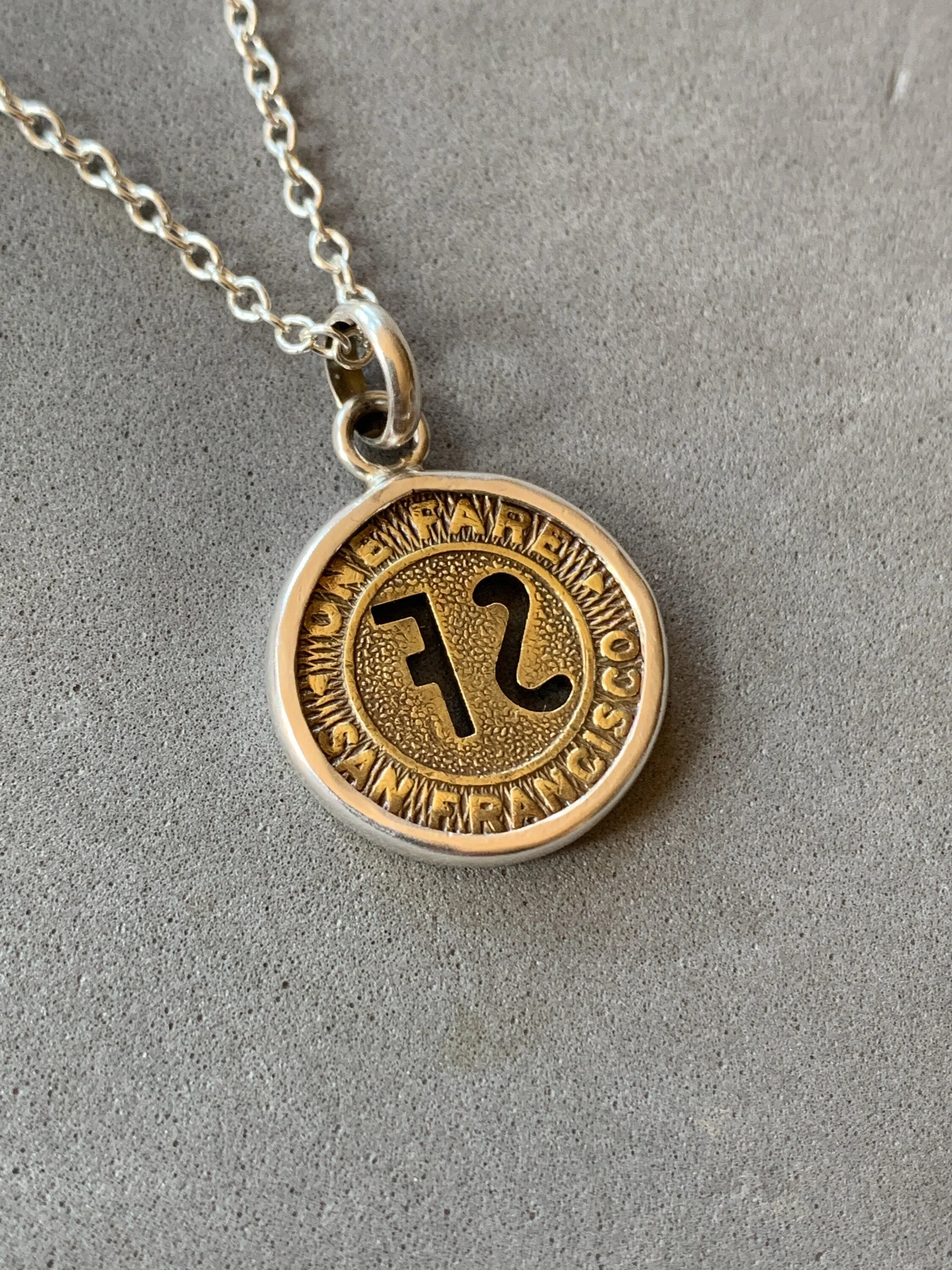 Vintage San Francisco Bus Token Pendant, MUNI token, bus fare, sterling silver