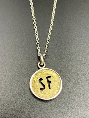 Vintage San Francisco Bus Token Pendant, MUNI token, bus fare, sterling silver