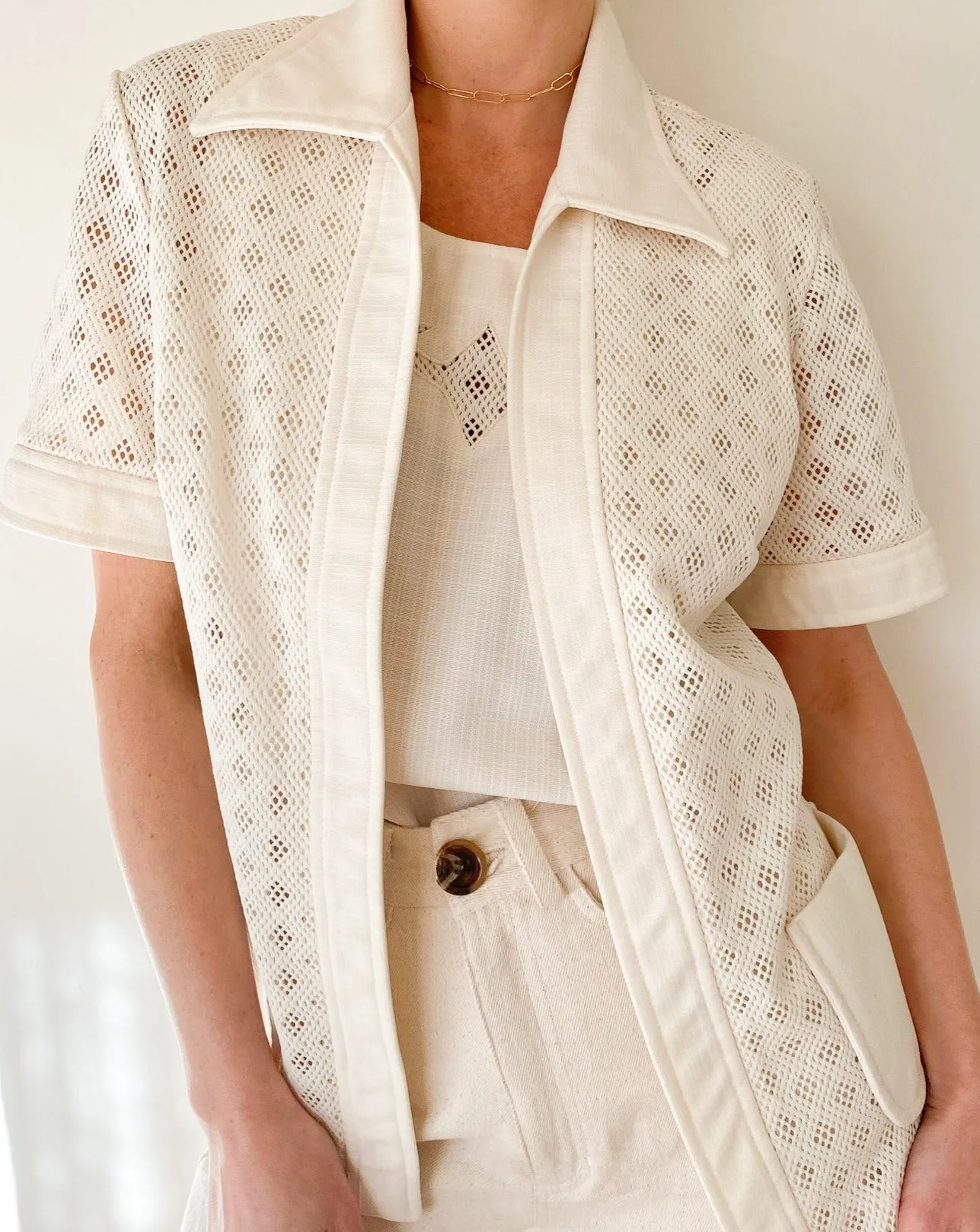 Vintage That Girl Cream Crochet Shirt