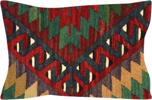 Vintage Turkish Kilim Pillow - 14" x 19"