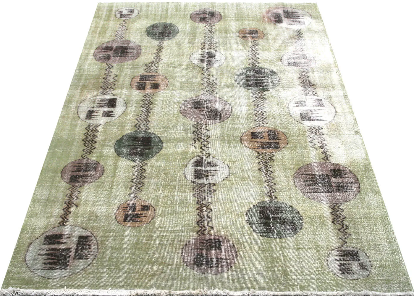 Vintage Turkish Mid-Century-Modern Rug - 7'2" x 10'1"