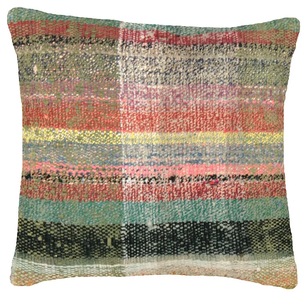 Vintage Turkish Rag Pillow - 15" x 16"