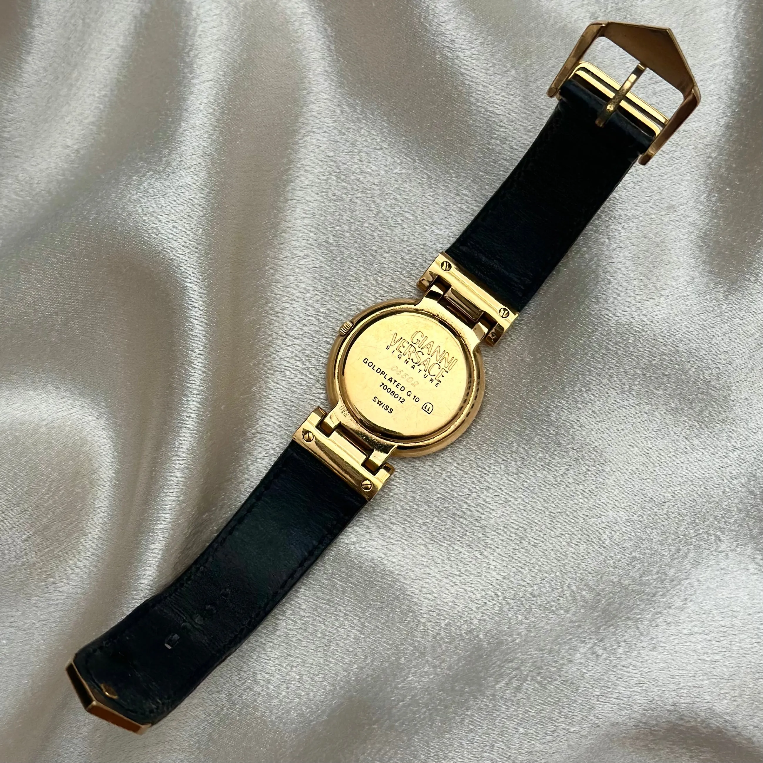 VINTAGE VERSACE BLACK LEATHER WATCH