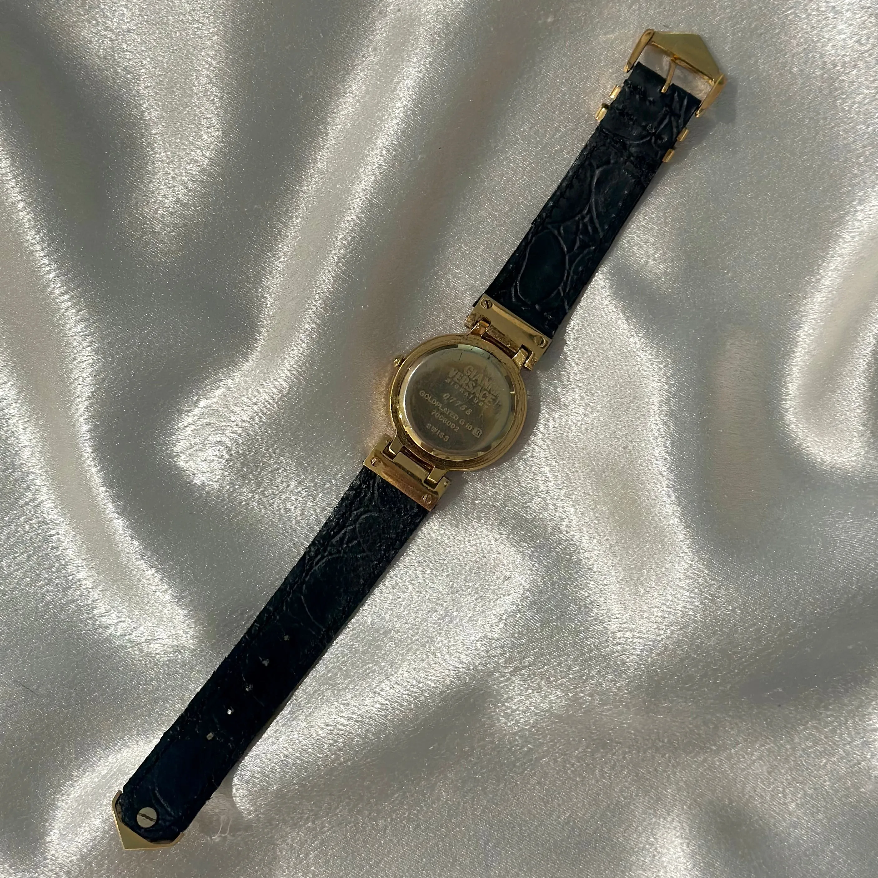 VINTAGE VERSACE BLACK LEATHER WATCH