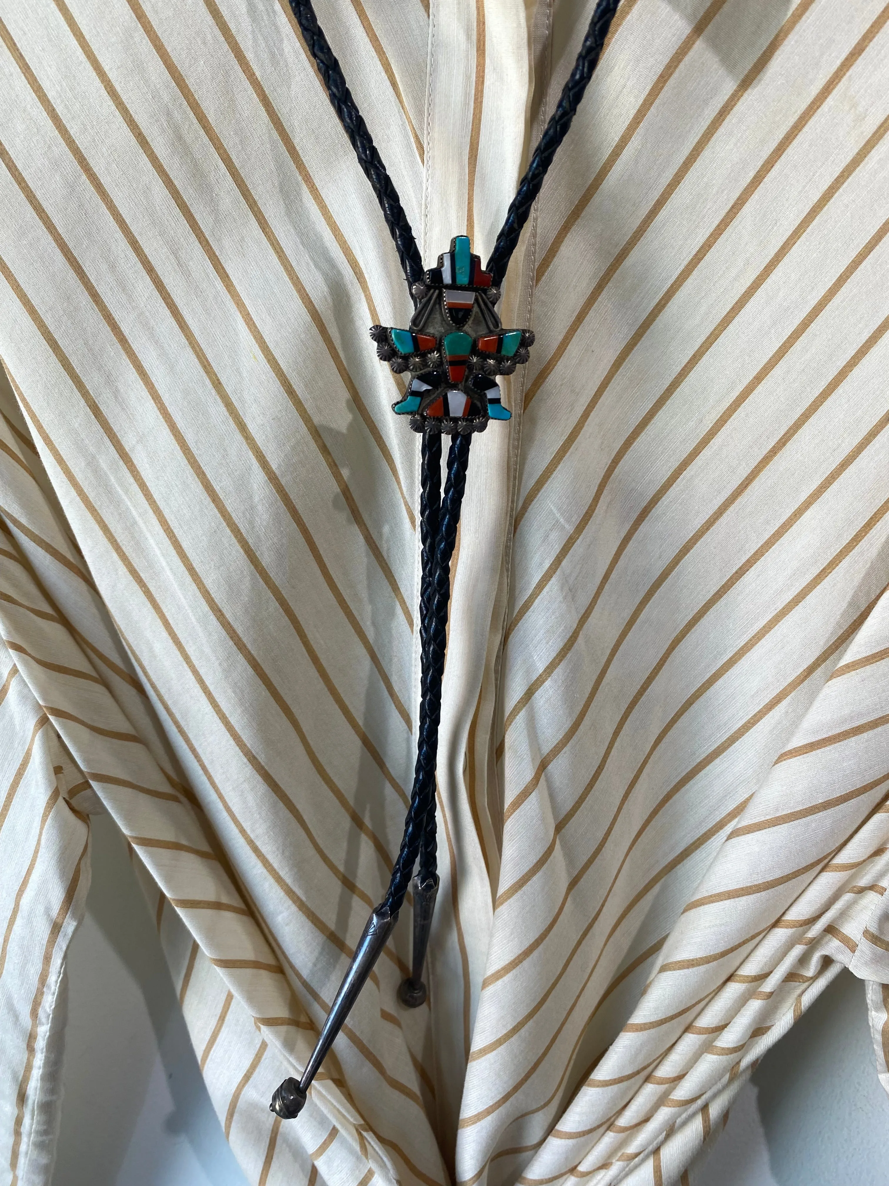 Vintage Zuni Knifewing Inlay Bolo Tie