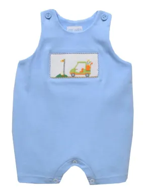 Vive La Fete Blue Knit Golf Cart Smocked Romper