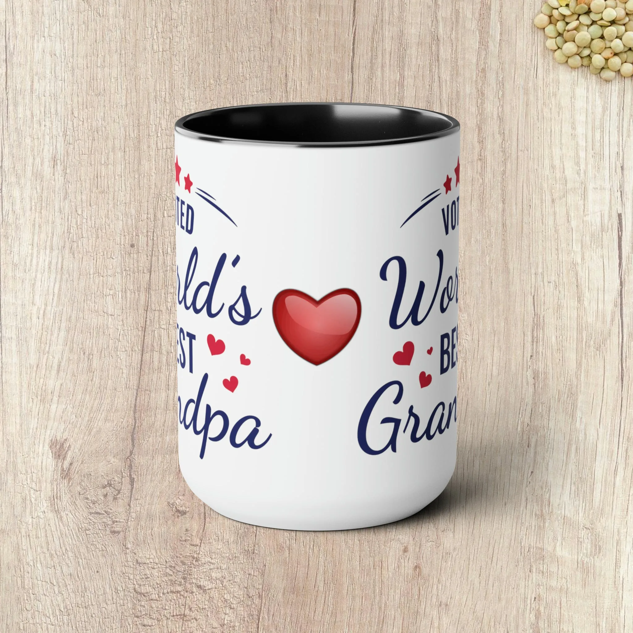 VOTED WORLD'S BEST GRANDPA - Two-Tone Coffee Mug - 15oz - 5 Color Options