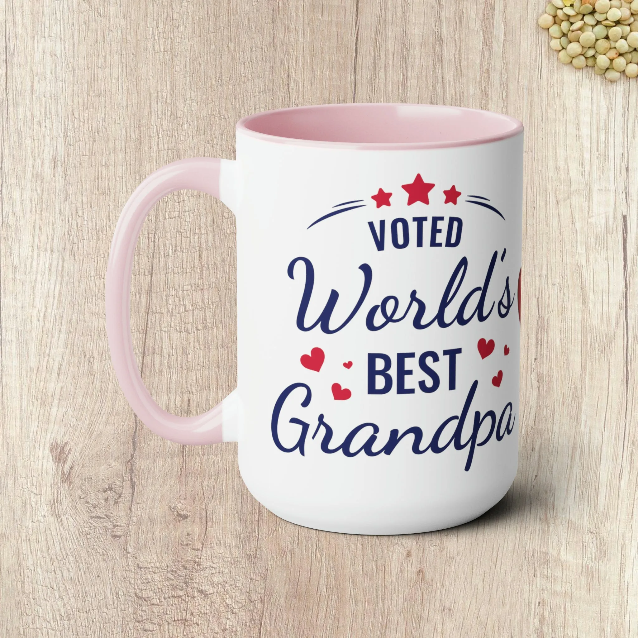 VOTED WORLD'S BEST GRANDPA - Two-Tone Coffee Mug - 15oz - 5 Color Options