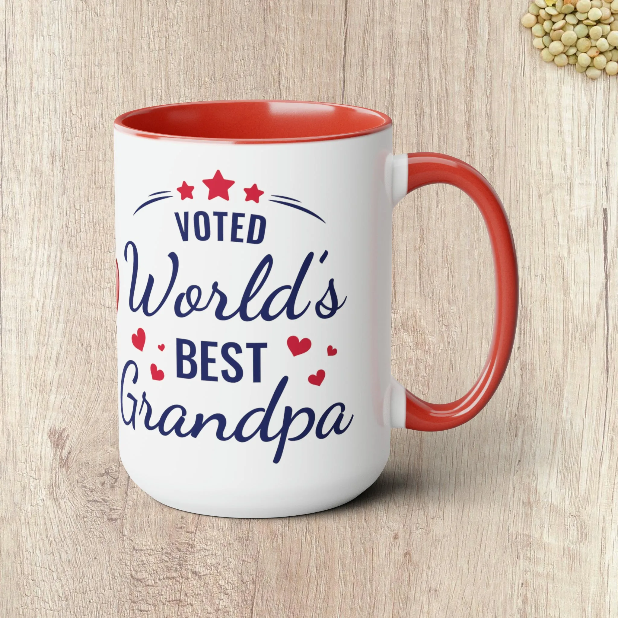 VOTED WORLD'S BEST GRANDPA - Two-Tone Coffee Mug - 15oz - 5 Color Options