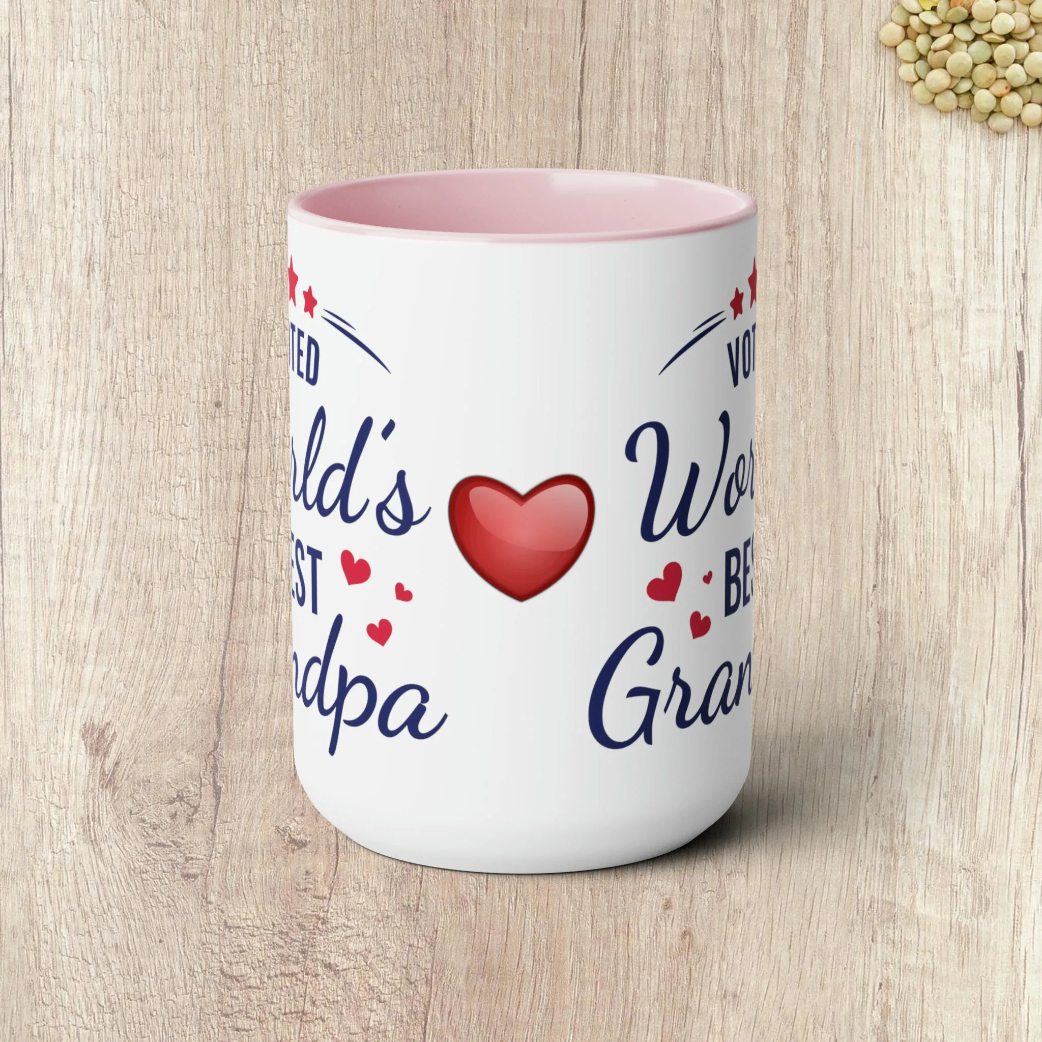 VOTED WORLD'S BEST GRANDPA - Two-Tone Coffee Mug - 15oz - 5 Color Options