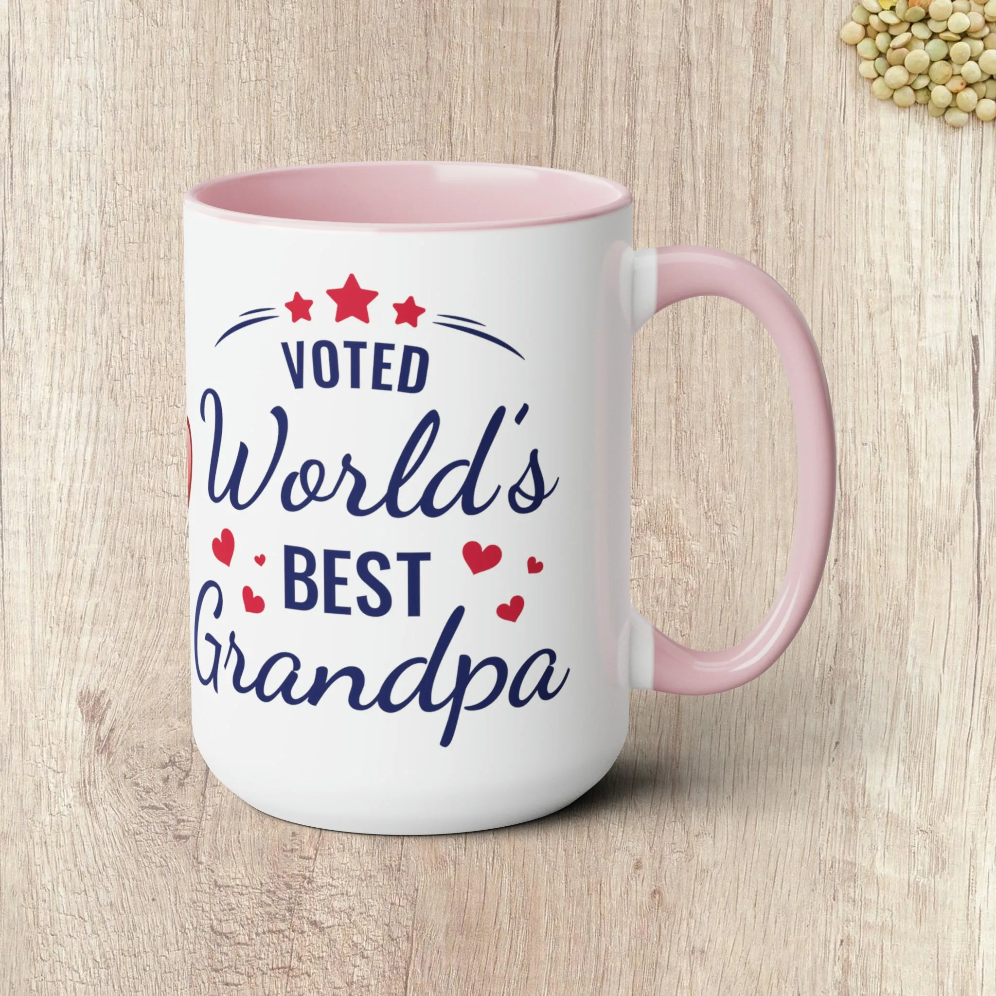 VOTED WORLD'S BEST GRANDPA - Two-Tone Coffee Mug - 15oz - 5 Color Options