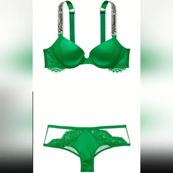 V.S. Very Sexy Shine Strap Rhinestone Bling Push Up Bra - 34D