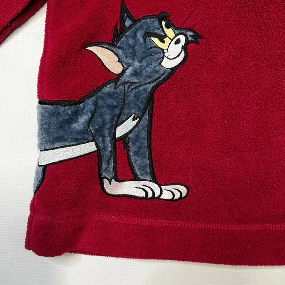 Warner Bros. Studio Store Vtg 90s Tom and Jerry Fushia Women’s Fleece Jacket Lrg