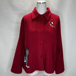 Warner Bros. Studio Store Vtg 90s Tom and Jerry Fushia Women’s Fleece Jacket Lrg