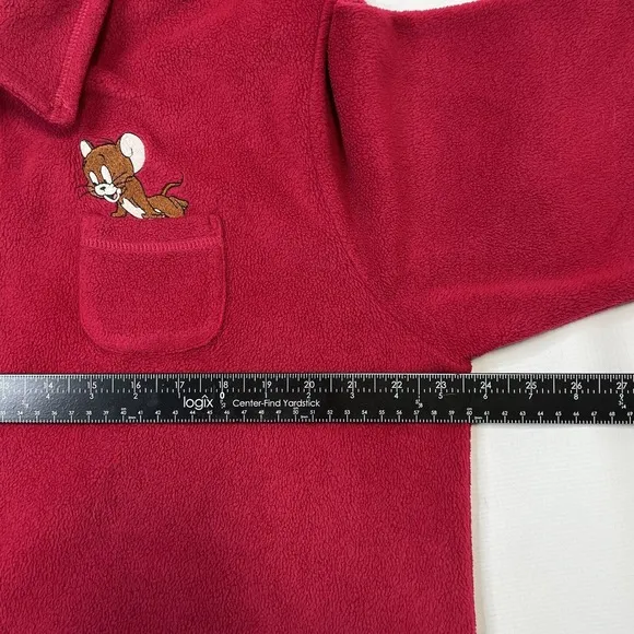 Warner Bros. Studio Store Vtg 90s Tom and Jerry Fushia Women’s Fleece Jacket Lrg