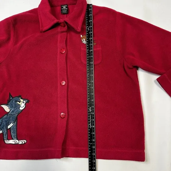 Warner Bros. Studio Store Vtg 90s Tom and Jerry Fushia Women’s Fleece Jacket Lrg