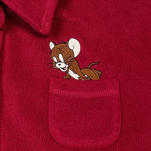 Warner Bros. Studio Store Vtg 90s Tom and Jerry Fushia Women’s Fleece Jacket Lrg